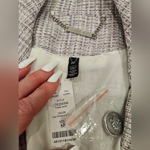 NWT ✨️ WHBM Purple Tweed Blazer - SIZE 8P - Picture 8 of 16